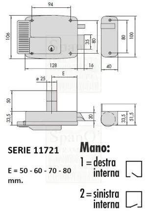 Serratura elettrica applicare 11721 - Tecnic