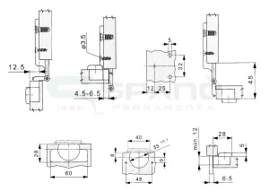 Cerniera 180° montaggio intermedio Tecnic