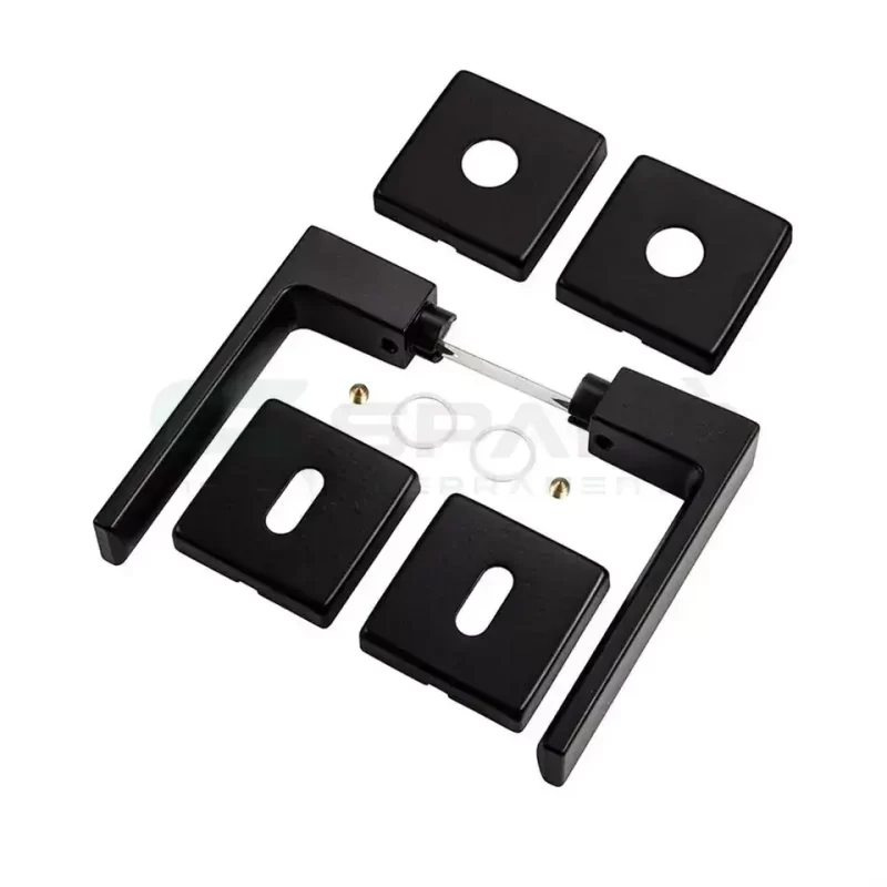 Maniglia quadrata su rosetta nero opaco - Detail