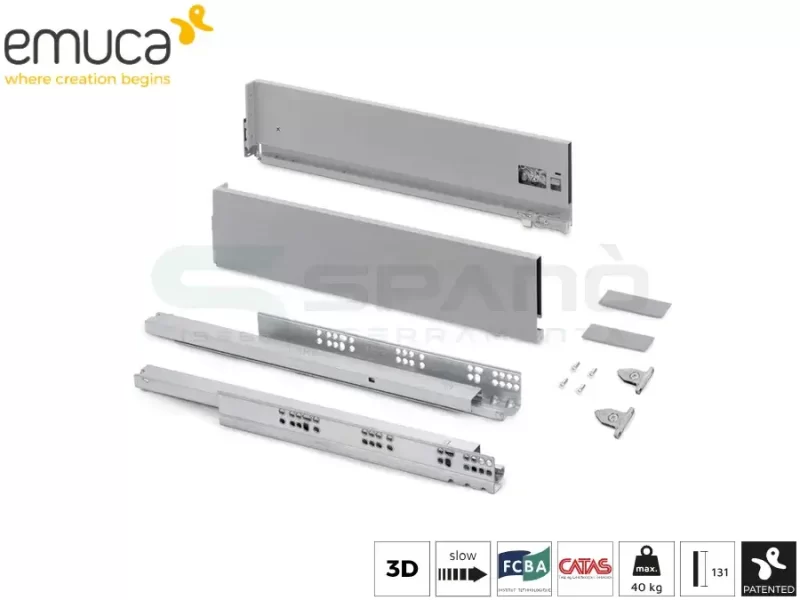 Cassetto vertex kit ammortizzato altezza 131 mm alluminio