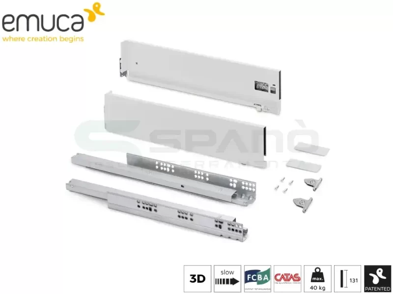 Cassetto vertex kit ammortizzato altezza 131 mm bianco