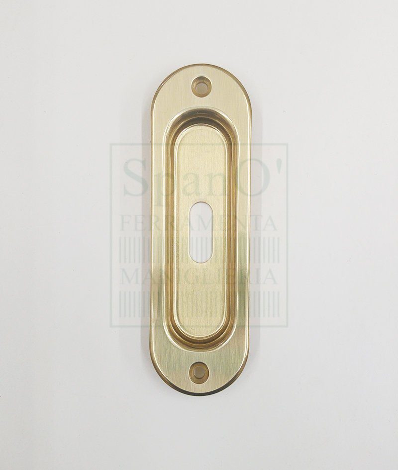 Maniglia ad incasso ovale ridotta ottone lucido con foro