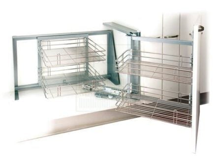 Cassetto Estraibile Per Cucina In Legno Acacia FSC - 25 Cm, Con Guide Silenziose, Senza Installazione A Trapano