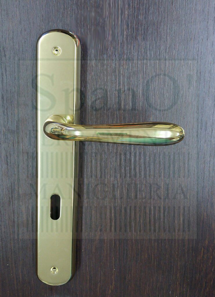 Maniglia A Leva Vittoriana In Ottone Lucido 145x38 Mm Per Porta