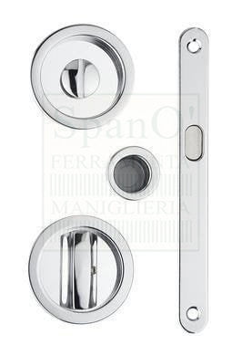 Maniglie incasso per porta scorrevole nottolino + emergenza cromo lucido