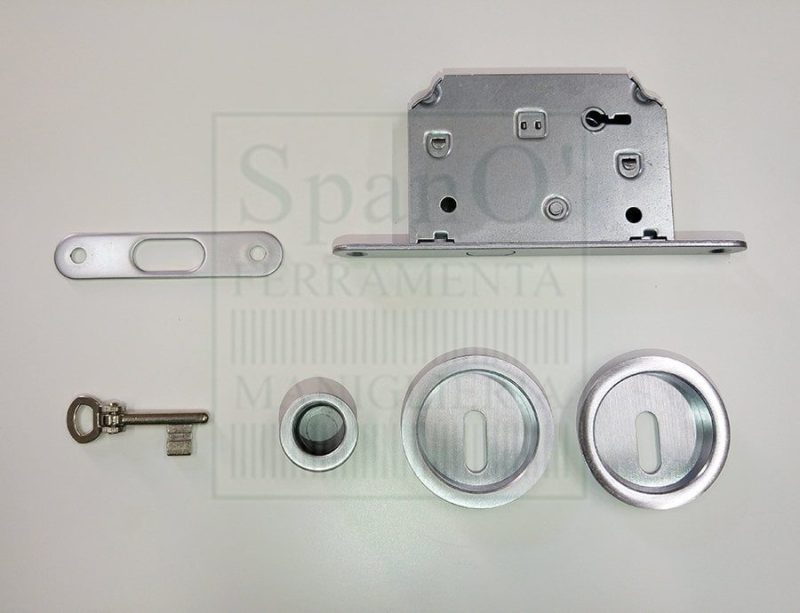 Maniglie per porta scorrevole KT05 con chiave cromo satinato