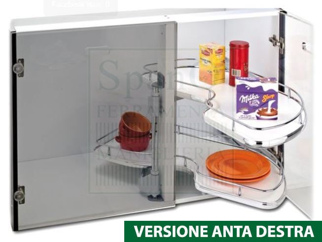 Cestelli estraibili rotanti base angolo cucina anta 450 DESTRA