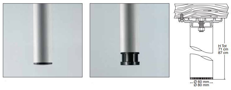 Scheda tecnica gambe per tavolo 25R