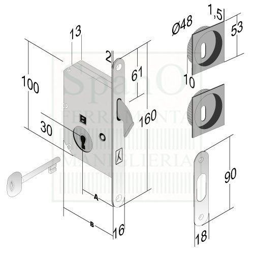 Kit maniglie quadrate foro chiave - Tecnical
