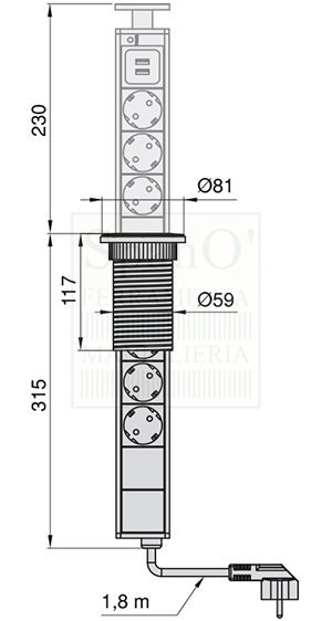 Multipresa a scomparsa verticale- Tecnic